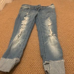 Tastefully ripped jeans.